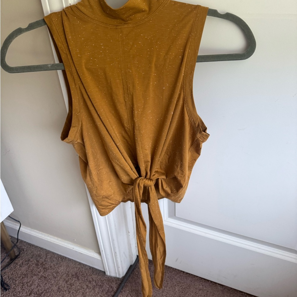 Sleeveless Mustard Tie-Front Top